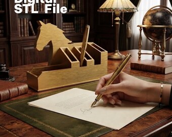 Paard STL-bestand | Paardenthema bureau-organizer | 3D-printbare decoratie | Cadeau voor paardenliefhebbers