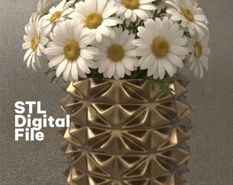 Hoge 3D-geprinte vaas (STL-bestand), moderne bloemdecoratie, grote printbare woondecoratie, digitale download