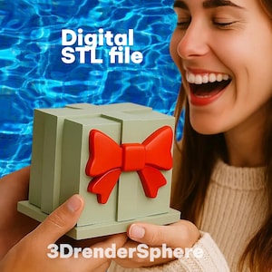 Caja de regalo universal con lazo STL – Estuche para joyas imprimible en 3D – Organizador profesional de recuerdos – 3DrenderSphere
