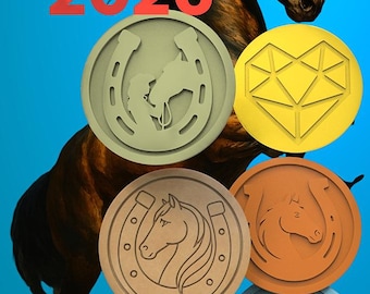 Year of the Horse 2026 Coaster Set STL | 3D Printable Gift with Box