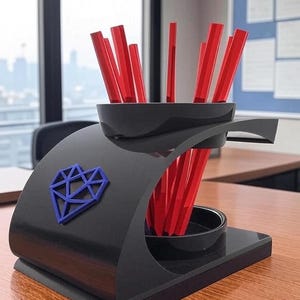 Organizador de escritorio ondulado STL – Soporte para bolígrafos y lápices imprimible en 3D, organizador de material de oficina 3DrenderSphere