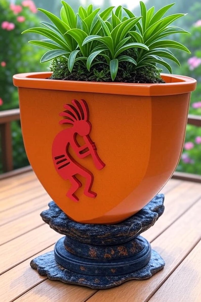 Kokopelli Planter STL / Boho Abundance Pot / 3D Druckdatei para Bambu Lab / Tribal Decor STL imagen 1