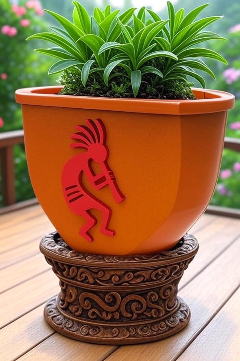 Kokopelli Planter STL / Boho Abundance Pot / 3D Druckdatei para Bambu Lab / Tribal Decor STL imagen 8