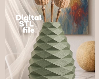 Tall 3D Printed Vase STL, 250mm Decorative Flower Vase, Modern Home Decor, Digital File
