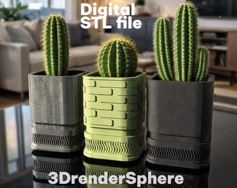 3 Succulent Planters STL (Fluid Texture Series)