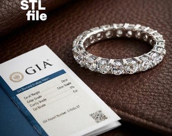 Ring Wedding Band STL 22 Stones 3mm Size 18 Jewelry CAD File