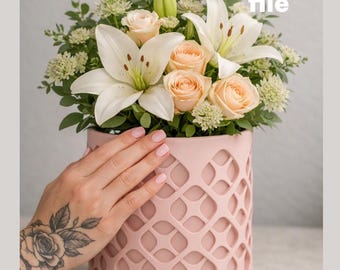 Hoge vaas met textuur STL | Grote 3D-geprinte decoratieve vaas | Moderne woondecoratie | Digitaal bestand