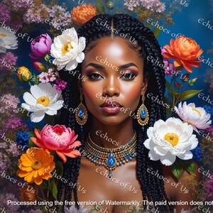 Schwarze Frau Portrait: Afrocentric Floral Göttin Printable (digitaler Download)