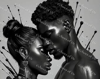 Afrocentric Black Couple Love Art Print: Romantic Home Decor (Digital Download)