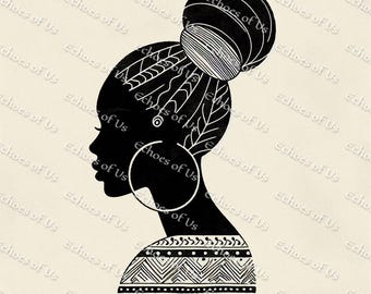 Afrocentric Woman Silhouette Print: Tribal Line Art (Digital Download)