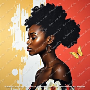 Black Woman Portrait Art: Afrocentric Natural Hair Print (Digital Download