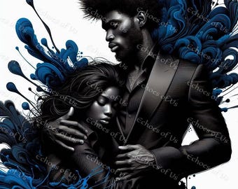 Black Love Art | Celebration Cards | Sublimation | Wall Art | Couple Art | Black Love Illustration | Just Because