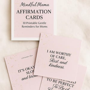 Mindful Mama-bevestigingskaarten – 30 afdrukbare positieve herinneringen voor moeders | Blush roze digitale download voor zelfzorg