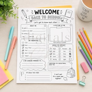 Back to School Activity Sheet | First Day Get to Know You Classroom Printable (PDF)