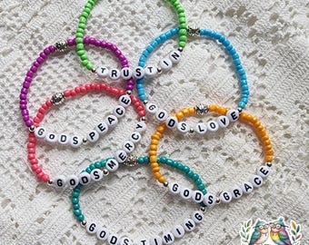 Inspirational bracelets,  stack bracelets, Trust In God's Jewelry, sead bead bracelets,  ChristianJewelry, Variety of Colors