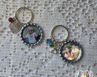Custom Photo Keychain, Mother'sDay Gift, Bottle Cap Magnet, Personalized Keepsake