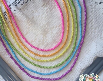 Rainbow necklace, beaded necklace, adjustable necklace, colors of the rainbow, Rainbow Collection, bright rainbow