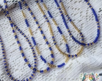 Blue and Gold Beaded Necklace,  School Pride Collection, Homecoming Week Game Gear, Team Pride Collection, Personalized Bracelet