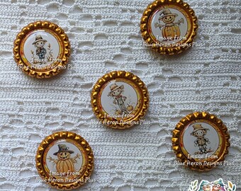 Scarecrow Magnets, Refrigerator Magnet, Unique Gift, Gift for Her, Fall Magnet, Bottle Cap Magnet,  Fall Gift Idea