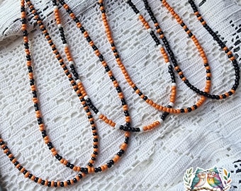 Orange and Black Beaded Necklace,  School Pride Collection, Homecoming Week Game Gear, Team Pride Collection, Personalized Bracelet