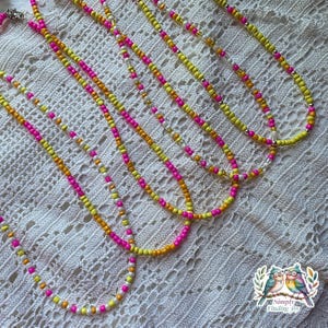 Seed Bead Necklaces, Summer Color Combo Necklace, Pink Necklace, Orange Necklace,  Yellow, Pink Lemonade Necklace, Personalized Necklace