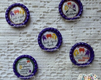 Hocus Pocus Inspired Magnets, Refrigerator Magnet, Unique Gift, Witch Magnet, Unique Magnet, Bottle Cap Magnet,  Halloween Gift Idea, Purple
