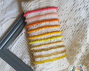 Yellow Seed Bead Bracelets, Shades of Orange, Orange Bracelets, Yellow Bracelet, Shades of Yellow, Personalized Bracelets,  Gift for Her