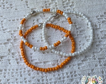 Orange and White Bead Bracelet, Homecoming Week Gear, Bracelet Stack, School Pride Collection, Team Pride Collection, Personalized Bracelet