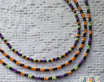 Fall Colors Necklace, Seed Beade Necklace, Adjustable Necklace, Pumpkin Spice Jewelry