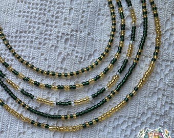 Green and Yelow Team Colors,  Seed Bead Necklaces, Green and Yellow, School Pride Collection, Team Pride Collection, Personalized Necklace