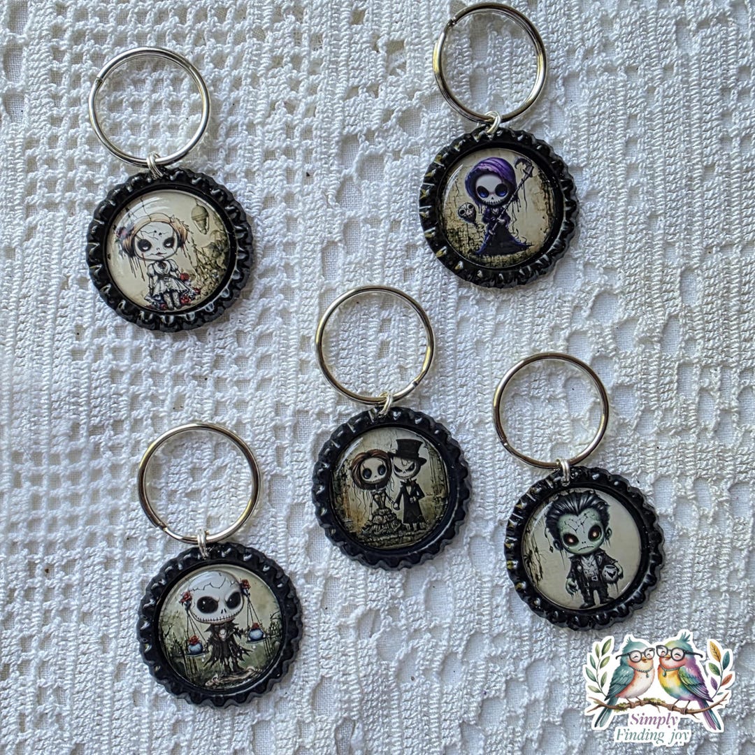 Gothic Halloween, Set 1, Gothic Keychain, Halloween Charm, Zipper Charm ...