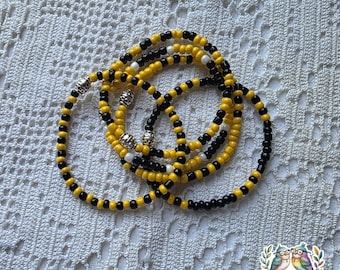 Black and Gold Beaded Bracelet, Homecoming Week Gear, Bracelet Stack, School Pride Collection, Team Colors, Personalized Bracelet