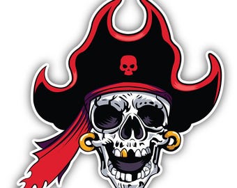 Adhesivo de vinilo con la mascota de la calavera pirata para parachoques de coche