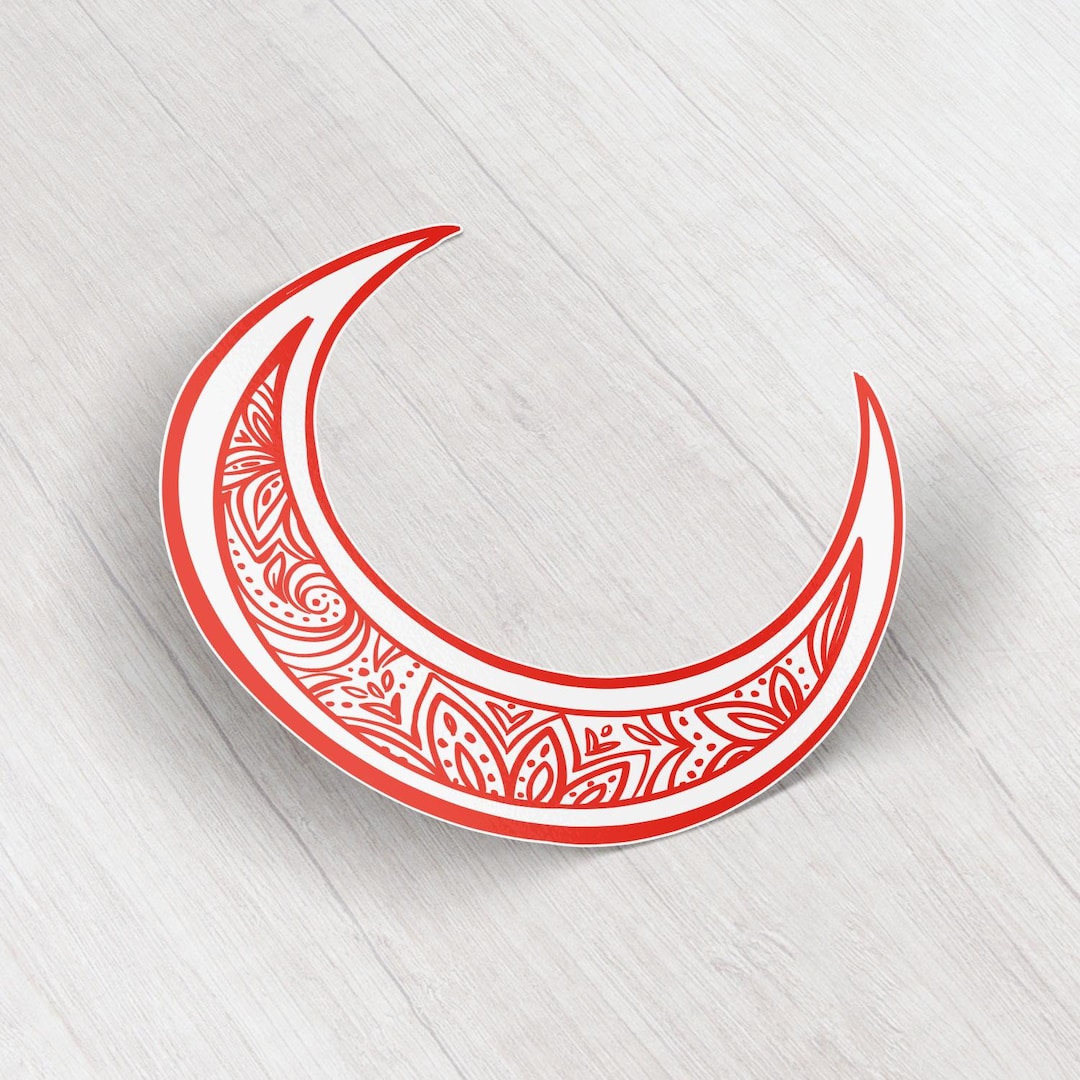 Crescent Sign Moon Crescent Sign Red Car Vinyl Sticker Bumper Decal - Etsy
