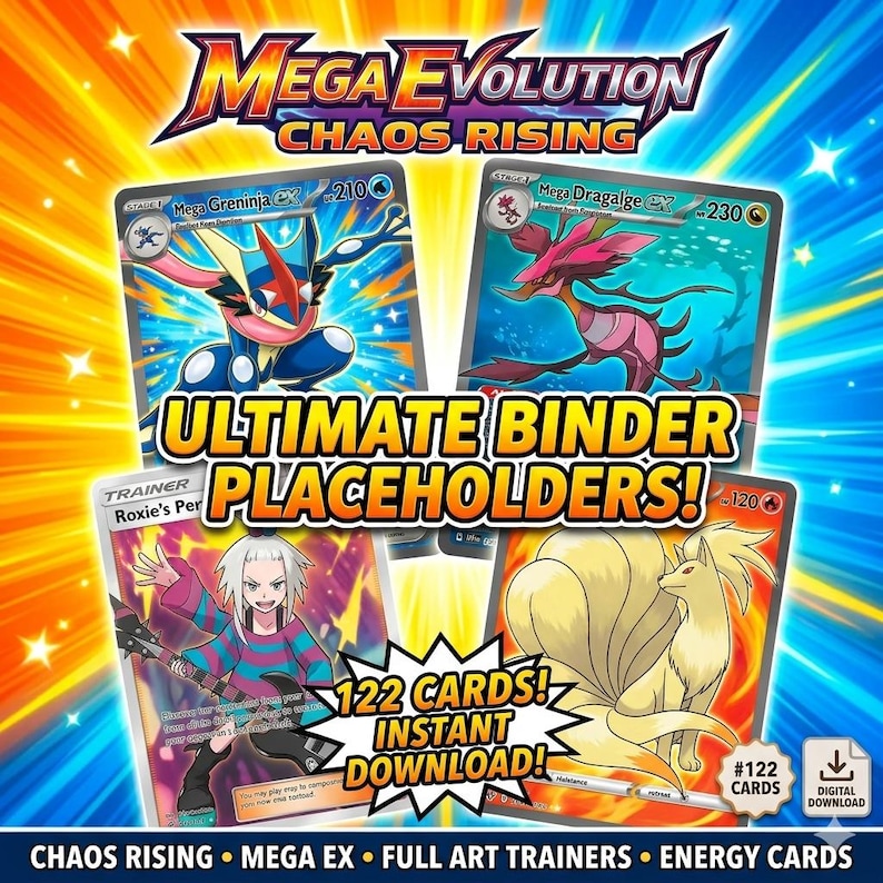 Pokémon TCG Chaos Rising Binder Placeholders | Printable PDF | All 122 ...