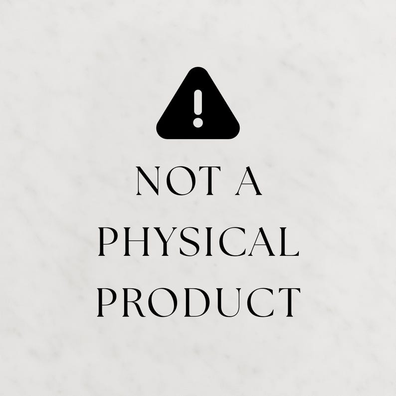 Op de afbeelding: Een zwarte driehoek met een uitroepteken boven de woorden "NOT A PHYSICAL PRODUCT" in een schreeflettertype. De tekst is gecentreerd op een lichte, getextureerde achtergrond.