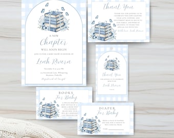 A New Chapter Begins Baby Shower Bundle | A New Chapter Baby Shower Theme | Book Lover Baby Shower Invitation
