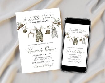 Deer Hunting Baby Shower Invitation  | Hunter Baby Shower Invitation | Boy Baby Shower Hunter Theme