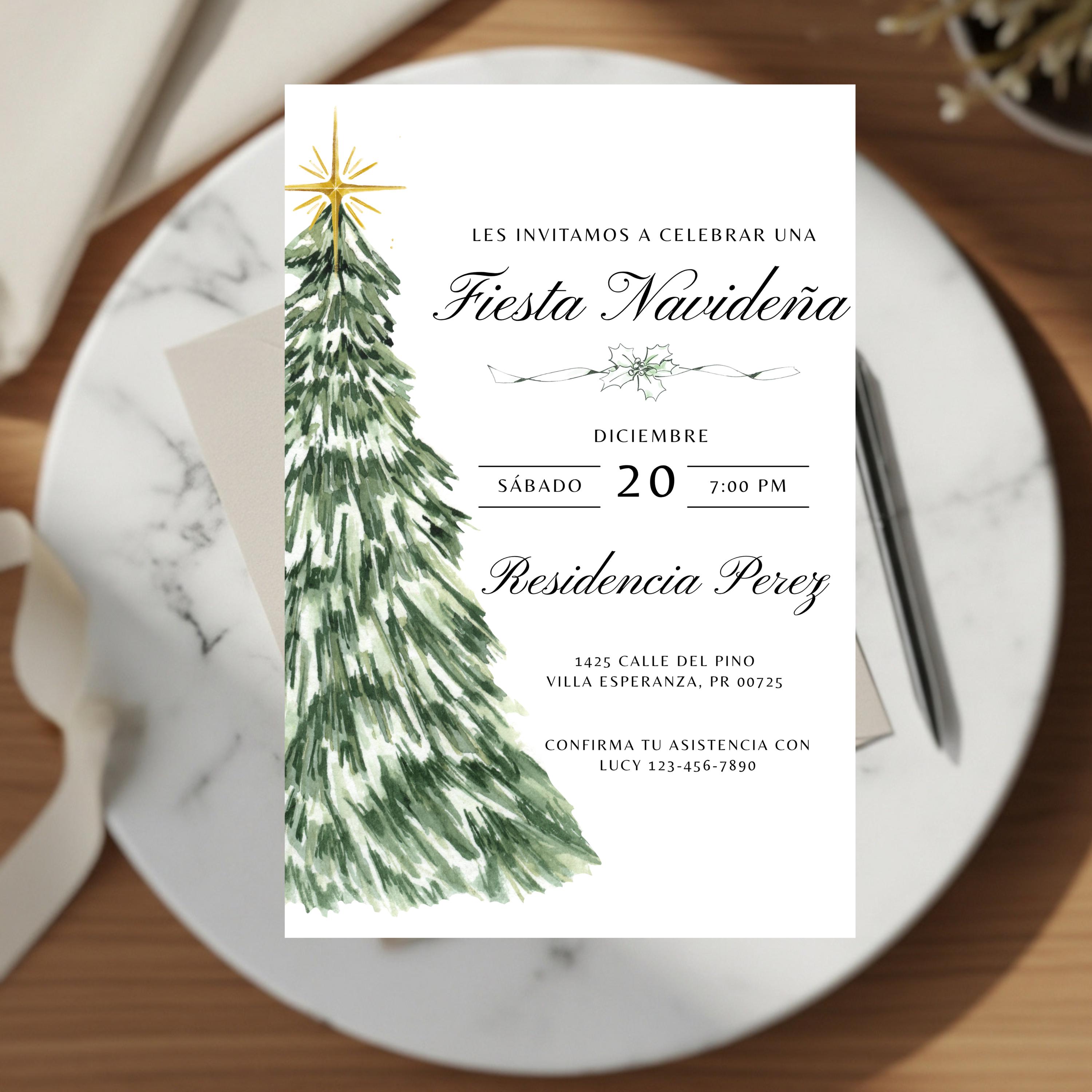 Invitación Navideña Clásica Para Cena Navideña | Invitacion Editable De ...