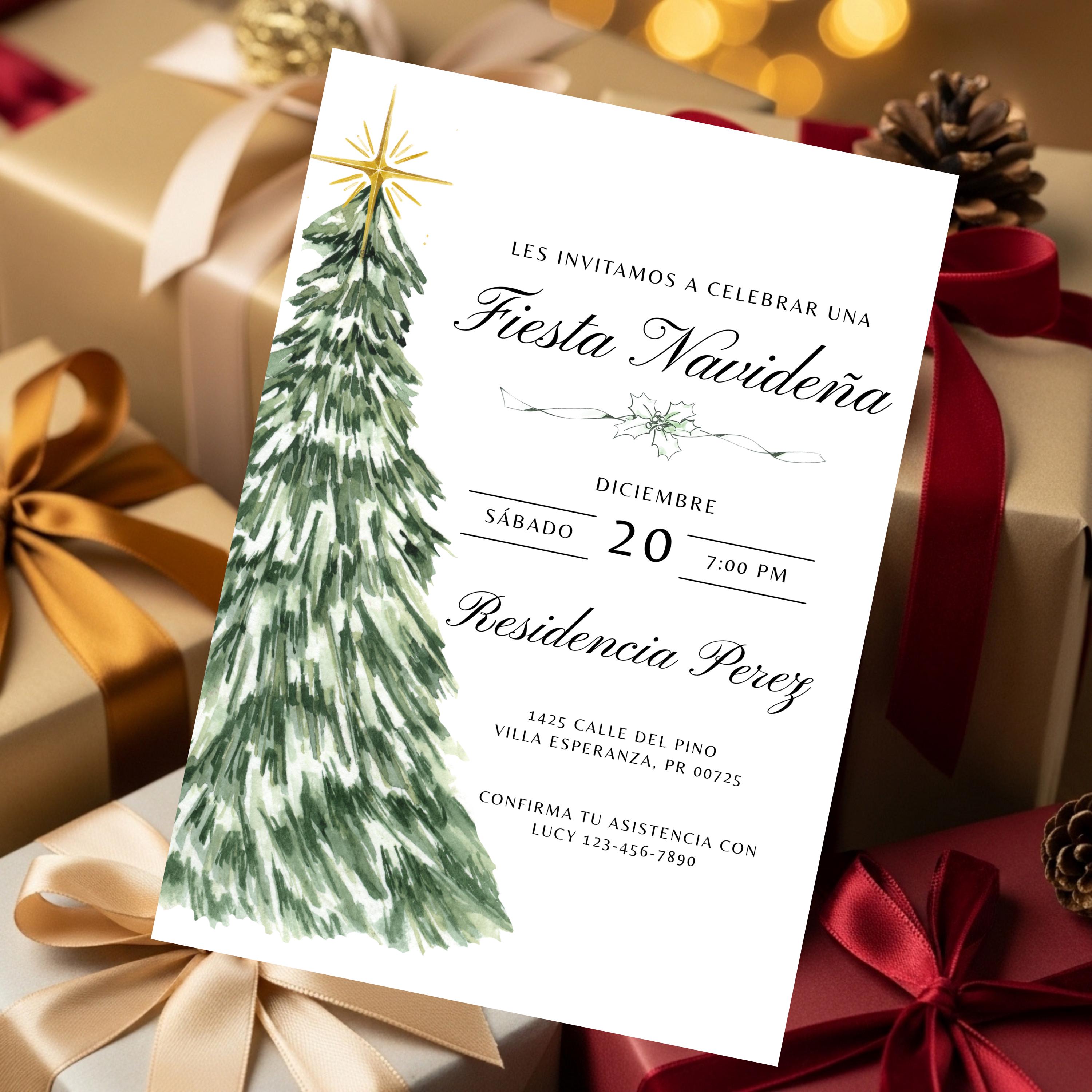 Invitación Navideña Clásica Para Cena Navideña | Invitacion Editable De ...