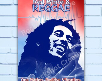 Rojo, Blanco y Reggae: Póster de Vibración Positiva, Decoración de Música Isleña, Tarjeta Alternativa, Decoración o Arte de Pared