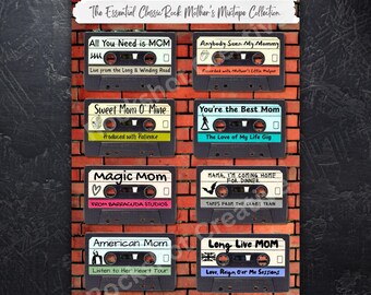 MIXTAPE de rock de madre: Tarjeta o lámina con diseño divertido de casete