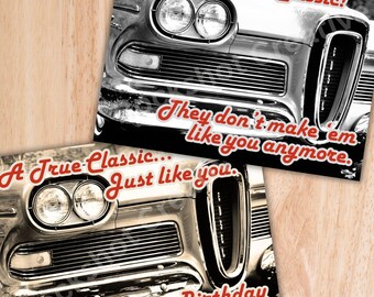Tarjeta de felicitación con diseño de un Edsel clásico de 1958 para cumpleaños, agradecimiento o muestra de aprecio (tarjeta o impresión).