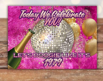 Retro Disco Celebration Card – 1979 Party Vibes, Birthday Congratulations