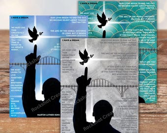 MLK Tribute Art Print: Martin Luther King Silhouette with Quotes