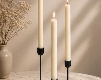 Candela di soia a cono a righe / Cera di soia colata a mano / Decorazione colorata per la tavola o idea regalo