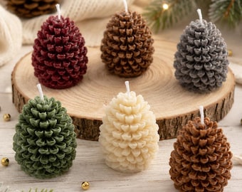 Handgegossene Soja Pinecone Kerze | Winterwald Weihnachtsdeko