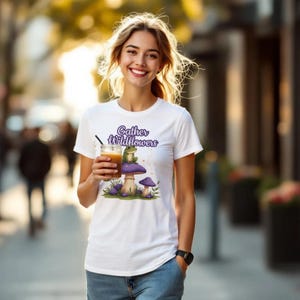 Cottagecore Frog & Mushroom Graphic Tee - Wunderliches Unisex-Shirt