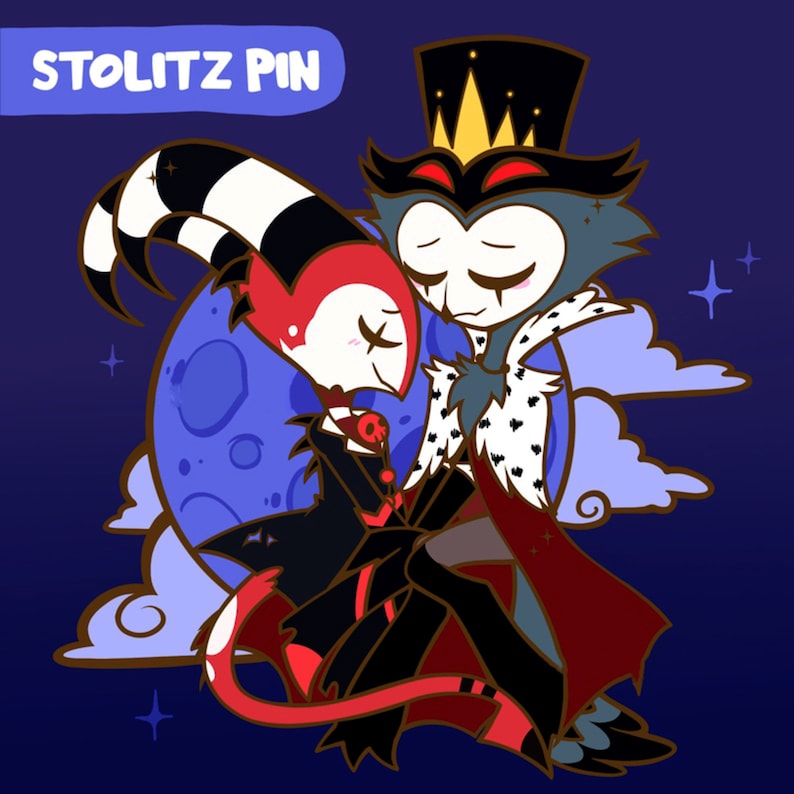 Stolitz Pin Stolitz Full Moon Enamel Pins, Hazbin Hotel, Charm, Angel Dust, Hazbin ...