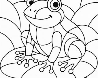 デジタルフロッグステンドグラスパターン - 初心者向けの楽しくて簡単なガラスアート - PDFファイルの即時ダウンロード